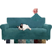 1 x RAW Customer Returns XINEAGE Velvet Sofa Cover 3 Seater, Stretch Sofa Cover for Living Room, Thick Soft Sofa Cover, Non-Slip Sofa Cover for Dogs, Pets 3 Seater, Teal Blue  - RRP €34.99