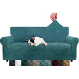 1 x RAW Customer Returns XINEAGE Velvet Sofa Cover 3 Seater, Stretch Sofa Cover for Living Room, Thick Soft Sofa Cover, Non-Slip Sofa Cover for Dogs, Pets 3 Seater, Teal Blue  - RRP €34.99