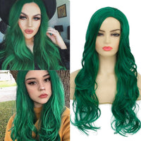 1 x RAW Customer Returns Long Curly Green Waves Wig Women Side Parts Natural Shape Cosplay Synthetic Fiber Wig Heat Resistant Replacement Wig - RRP €27.22