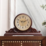 1 x RAW Customer Returns Tikwisdom Wall Clock Living Room Decorative Mantel Clock Desk Clock Scanning Silent Movement Vintage Mantel Clock Antique Mahogany Color Length 42 cm - RRP €60.68