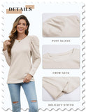 2 x Brand New Tapata Women s Sweatshirts Long Puff Sleeve Tunics Crewneck Casual Pullover Tops Solid Dressy Shirts, Beige, Medium - RRP €55.2