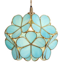 1 x RAW Customer Returns BIEYE L30747 Cherry Blossom Tiffany Style Stained Glass Ceiling Light with 21cm Wide Lampshade Light Blue  - RRP €99.0