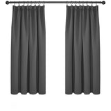 1 x RAW Customer Returns Deconovo curtains opaque ruffle tape thick curtains living room curtain blackout cold protection, 138 x 168 cm height x width , dark grey, set of 2 - RRP €36.2