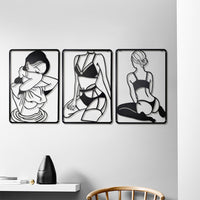 1 x RAW Customer Returns Metal Wall Art Decor, 3 Pieces Metal Modern Minimalist Woman Wall Decor Black Metal Wall Art Single Line Art Drawing Modern Wall Sculptures for Hanging Decor Accents Black2  - RRP €36.29