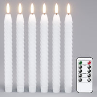 1 x RAW Customer Returns Eldnacele LED stick candles with timer function flickering flame, spiral candles twisted stick candles decorative household candles drip-free white 2 x 25 cm made of stearin for restaurants, weddings and parties - RRP €27.99