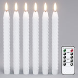 1 x RAW Customer Returns Eldnacele LED stick candles with timer function flickering flame, spiral candles twisted stick candles decorative household candles drip-free white 2 x 25 cm made of stearin for restaurants, weddings and parties - RRP €27.99