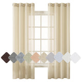 1 x RAW Customer Returns MIULEE Set of 2 Voile Curtains Sheer Linen Curtain with Eyelets Transparent Linen Look Curtain Eyelet Curtain Living Room Window Curtain Translucent Decorative Curtain Bedroom 140 x 145 cm W x H Beige - RRP €27.24