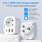 1 x RAW Customer Returns Unidapt 4 in 1 travel adapter for India with 3 USB, adapter India socket, travel adapter India, travel plug type D, adapter for Sri Lanka, India, Nepal, travel plug India power adapter - RRP €18.99