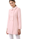 1 x RAW Customer Returns Allegra K Women s Coat Long Sleeve Peter Pan Collar Double Breasted Pockets Winter Trench Coat Pink M - RRP €90.74