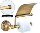 1 x RAW Customer Returns CASEWIND toilet paper holder antique, toilet paper holder brass, toilet roll holder retro with lid drilling wall mounting vintage - RRP €29.99