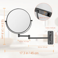 1 x RAW Customer Returns FFowcye 8 wall-mounted cosmetic mirror with magnification, 1X 10X make-up mirror for bathroom black, 360 rotating extension - wall-mounted shaving mirror. - RRP €30.12