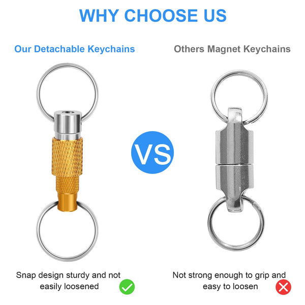Removable Keyring Quick Release Keychain Dual Detachable Key Ring Snap Lock  Holder Steel Pull-Apart Key Rings