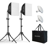 1 x RAW Customer Returns RALENO PS080 softboxes, 2 x 50 W LED softboxes photo studio set, 2 x 40 x 40 cm photo light with 5500 K bulb and tripods, photo lamp for portrait photography, game streaming, YouTube video photography - RRP €68.3