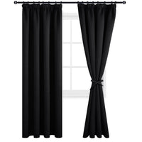 1 x RAW Customer Returns DWCN blackout curtains with ruffle tape, curtains, living room curtain, opaque cold protection, 228 x 167 cm height x width , black, set of 2 - RRP €47.39