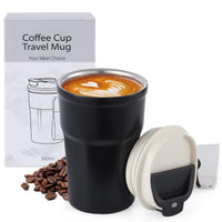 1 x RAW Customer Returns PRAOAHEI Thermal Mug 360ML Coffee Mug to Go Leak-proof with Lid, Double-Walled Stainless Steel 12oz Mug for On the Go Travel Mug for Car Home Travel, Keeps Warm for a Long Time Black - RRP €15.12