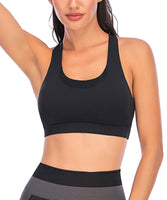 1 x Brand New Yaavii Sports Bra Strong Support Padded Push Up Women Bustier Breathable Bra Top without Underwire for Yoga Fitness Training Black M - RRP €14.11