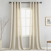 1 x RAW Customer Returns VOILYBIRD Natural Linen Structure Curtains with Eyelets Linen Curtains for Window Living Room Beige, H x W 245 x 140 cm, Pack of 2  - RRP €36.99