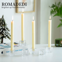 8 x Brand New Romadedi Glass Candle Holder Candlestick Taper Candles - 12PCS Candle Stand for Candles for Wedding Christmas Advent Table Decoration Living Room Modern Decoration - RRP €232.24