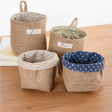 1 x Brand New Hanging Storage Bags, 4 Pack Small Organizer Basket Cotton Linen Wall Mount Organizer Hanging Storage Bag Storage Basket - RRP €20.4