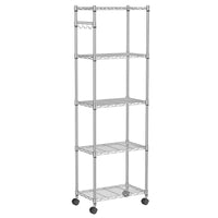 1 x RAW Customer Returns Himimi Kitchen Shelf Kitchen Trolley Metal Shelf Rolling Shelf Chrome Steel 5 Shelves with Wheels L59 x W35 x H183cm, Silver - RRP €79.99