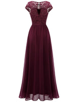 1 x RAW Customer Returns DRESSTELLS Women s Evening Dresses Long Chiffon Bridesmaid Dresses Wedding Dress Lace Dresses Burgundy XL - RRP €67.3