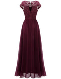 1 x RAW Customer Returns DRESSTELLS Women s Evening Dresses Long Chiffon Bridesmaid Dresses Wedding Dress Lace Dresses Burgundy XL - RRP €67.3