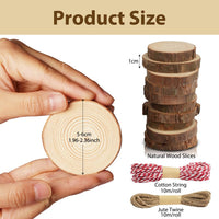 1 x RAW Customer Returns HOTUT wooden discs, 20 pieces wooden log discs 5-6 cm, tree discs without hole with 2 rolls of string, round natural wood disc for DIY crafts, coasters, Christmas decoration - RRP €8.27