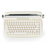 1 x RAW Customer Returns YUNZII ACTTO B303 Wireless Typewriter Keyboard, Aesthetic Retro Bluetooth Keyboard with Built-in Stand for Multiple Devices B303, Ivory Butter  - RRP €64.52