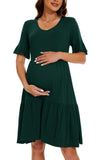 1 x RAW Customer Returns Smallshow Women s Maternity Dress Short Sleeve Summer Pregnancy Maternity Dress Deep Green XXL - RRP €34.99