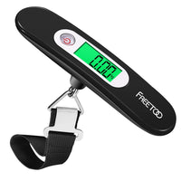 1 x RAW Customer Returns FREETOO Luggage Scale Portable Digital Suitcase Scale LCD Display with Backlight Tare Function Practical for Travel Family Life up to 50KG Black  - RRP €13.99