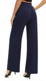 1 x RAW Customer Returns EXCHIC Women s Solid Color Loose Straight Cut Palazzo Pants High Waist Stretchy Lounge Pants with Pockets XL, Navy Blue  - RRP €27.98