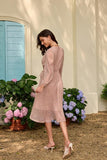 1 x RAW Customer Returns GRACE KARIN Women s Wrap Dress Elegant V Neck Sequin Dress Long Sleeve Midi Dress Bridesmaid Dress Pink L - RRP €32.98