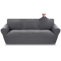 1 x RAW Customer Returns Aisprts Sofa Cover 3 Seater Elastic Sofa Cover Couch Cover 1 Piece Universal Sofa Protector Living Room Polyester Spandex Fabric Sofa Throw Non-Slip Washable Sofa Cover 3 Seater T1 Grey  - RRP €34.99