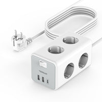 1 x RAW Customer Returns TESSAN 6-way multiple socket with USB C, extension cable 5M distribution socket, power strip with 2 USB and 1 USB C, 9 in 1 multiple socket with switch, 3600W power strip wall mounting - RRP €33.99