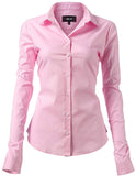 1 x Brand New INFLATION women s shirt with buttons blouse long-sleeved shirt figure-hugging shirt blouse business top work shirts pink 42 14 - RRP €24.84