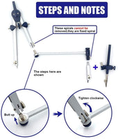 2 x RAW Customer Returns Compass Set Geometry Set, Stainless Steel Compass Drawing Tool Compass Math Compass for Geometry Compass for Kids Drawing Compass Sets Math Drawing Divider Tool Set 5 Pack - RRP €32.26
