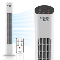 1 x RAW Customer Returns BOREAS Tower Fan Remote Control, Up to 7.5 Hour Timer, Auto Off, Touch Buttons, 81cm Height, 75 Oscillation, 3 Speeds, Night Mode, WE121 White  - RRP €47.93