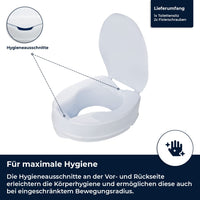 1 x RAW Customer Returns flexilife raised toilet seat with lid for seniors - optionally 10cm or 15cm - WC seat raiser toilet attachment toilet raiser 15 cm  - RRP €54.29