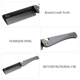 1 x RAW Customer Returns Honiwu Foldable Comb, Beard Comb for Men, Foldable Beard Comb, Stainless Steel Pocket Comb Hair Comb for Beard Mustache Black  - RRP €8.39