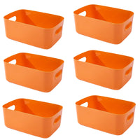 1 x RAW Customer Returns EURXLQ 6 pieces orange storage box plastic storage basket with handles 25 17 10cm, bathroom organizer kitchen cabinet organizer box baskets storage plastic box for shelf - RRP €24.0