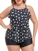 5 x Brand New Summer Mae Women s Tankini Large Sizes Flounces Swimsuit with Swim Shorts Plus Size Swimwear Black Dots 3XL - RRP €115.9