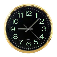 1 x RAW Customer Returns MDYBF Large 12 Round Wall Clock Glow in Dark Indoor Gold - RRP €30.02