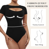 1 x RAW Customer Returns RoomTour Elegant women s bodysuit with crew neck short sleeves shaping bodysuit Bodysuit Women Casual Jumpsuits Tops 2-Black S - RRP €24.0