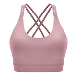 1 x RAW Customer Returns Oufusilk Women s Sports Bra Padded Bustier Women s Bra Without Underwire Comfortable Bra Spaghetti Straps Cross Back Design Push up Bra Sports Bra with Removable Cups - RRP €22.99