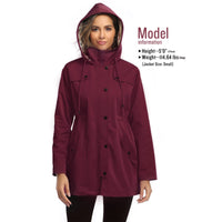 1 x RAW Customer Returns SaphiRose PONCHO women s rain jacket windbreaker waterproof hood transition jacket with breathable lining for spring summer and autumn wine red L - RRP €57.47