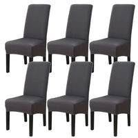 1 x RAW Customer Returns Jaotto Chair Covers Set of 6 Stretch, XL Chair Covers Washable Elastic, Stretch Chair Protector Large Chair Covers for Chair Dining Room Office Dining Room Hotel Banquet Dark Gray, Set of 6  - RRP €34.99