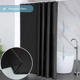 1 x RAW Customer Returns Furlinic shower curtain anti-mold in the bathroom textile curtain for bathtub shower curtains made of polyester fabric antibacterial and waterproof with 12 hooks washable black 180x210. - RRP €18.14