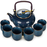 1 x RAW Customer Returns Webao Tea Set Chinese Ceramic Tea Service, 600ml Teapot and 6 Cup 120ml Kungfu Tea Services, Kiln-Changed Glaze Asian Teapot for Tea Lovers, Blue - RRP €38.3