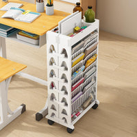 1 x RAW Customer Returns Whemyreat Bookshelf Organizer, Removable, Detachable, Movable, Unique Bookshelf, 5 Tier Rolling Utility Organizer Bookcase, Book Cart, Bookcase Bookshelf with Wheels White  - RRP €45.24