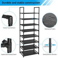 1 x RAW Customer Returns esonstyle 8 tier shoe rack for 16-20 pairs of narrow and tall shoe storage, black - RRP €19.91